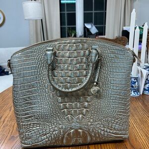 Brahmin Large Dubury Satchel- teal and gold